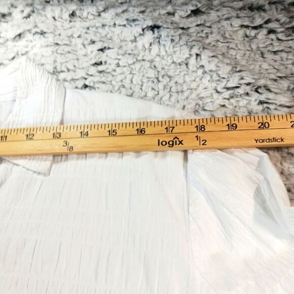 Talbots 3/4 Sleeve Button Down Blouse 98% Stretch Puff Cotton White Womans 12... - Picture 9 of 12